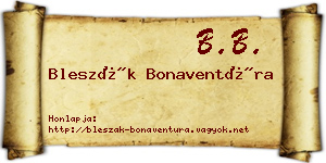 Bleszák Bonaventúra névjegykártya